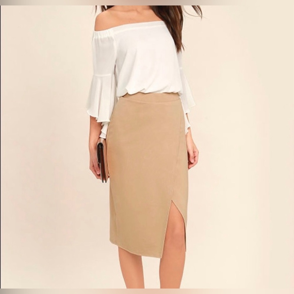NWT LULUS Perfectionist Beige Pencil Skirt